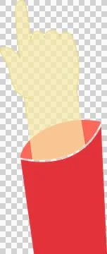 Flat design yellow pointing hand is floating on transparent background, 스톡 일러스트