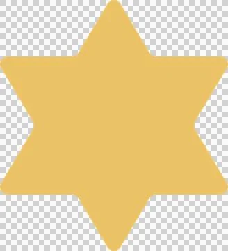 Flat design yellow six-pointed star is floating on transparent background, Stock Illustration