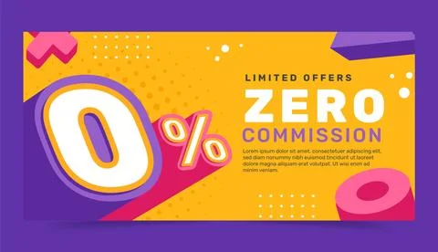 Flat design zero commission sale banner Stock Illustration