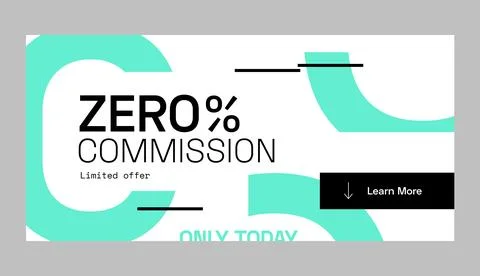 Flat design zero commission sale banner Stock Illustration