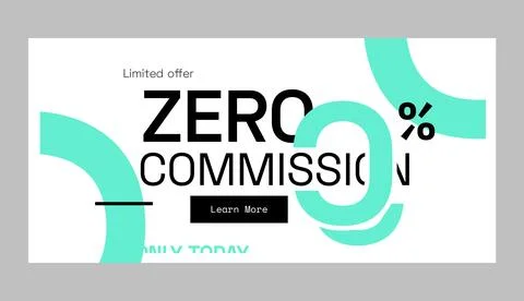 Flat design zero commission sale banner Stock Illustration