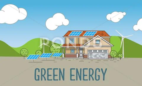 Flat Designed Banner Concept Of Eco Friendly House