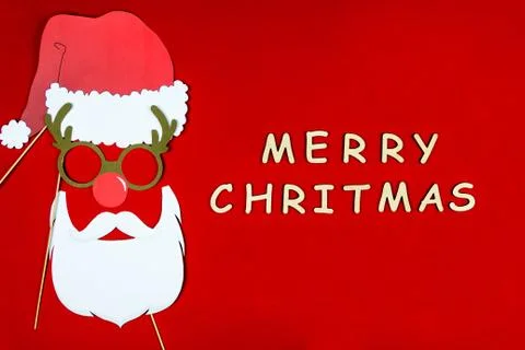 Flat designed funny comic Santa with red Santa's hat, Santa's beard and hipst Stock-Fotos