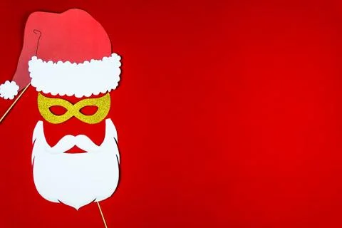 Flat designed funny comic Santa with red Santa's hat, Santa's beard and hipst Stock-Fotos
