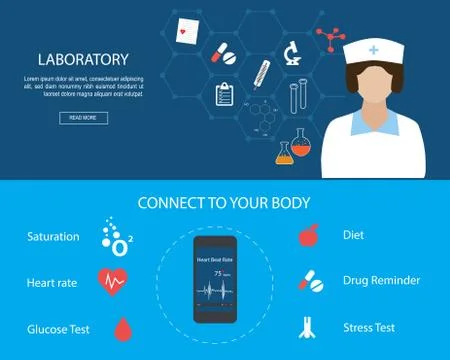 Flat designed medical banner set 库存插图