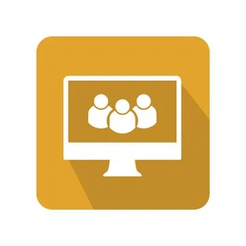 Flat desktop and user icon with color background Stock Illustration