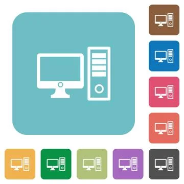 Flat desktop computer icons Stock Illustration