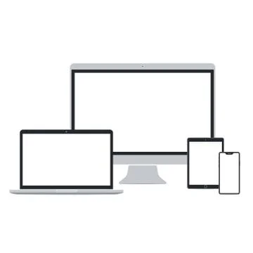 Flat desktop pc, laptop, tablet pc and smart phone set Stock-Illustration