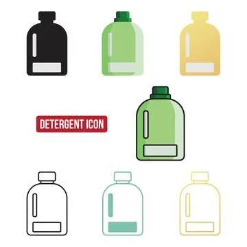 Flat detergent icon set, symbol vector Illustration. Stock Illustration