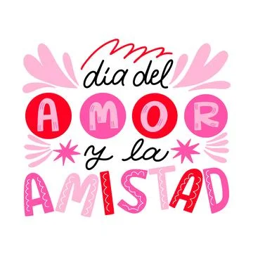 Flat dia del amor y la amistad text illustration Stock Illustration