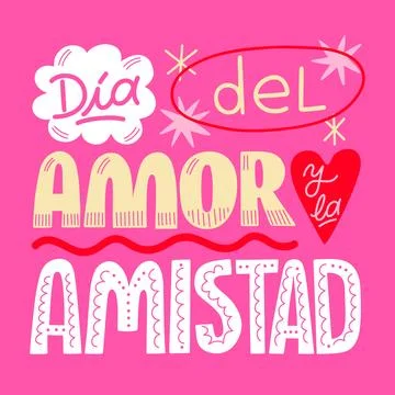 Flat dia del amor y la amistad text illustration Stock Illustration