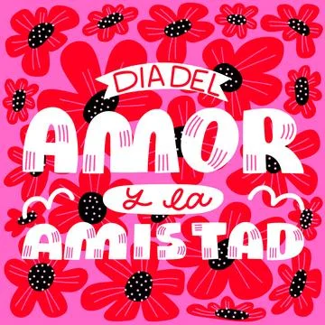 Flat dia del amor y la amistad text illustration Stock Illustration