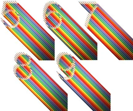 Flat digit with long shadow is made of pencils Stock Illustration