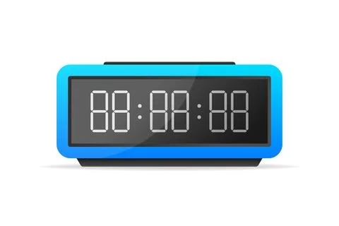 Flat digital clock illustration on white background. Phone icon set. Flat vector 库存插图