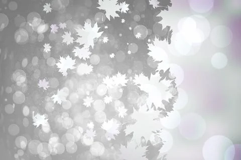 Flat digital design showing white maple leaf shapes drifting over grey to Stock Illustration