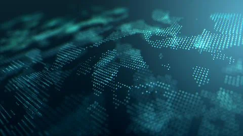 Flat digital map. Looped dotted abstract background in green color. Data ce.. Stock Illustration