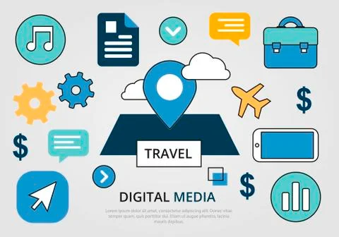 Flat Digital Marketing Concept Vector Stock Illustration