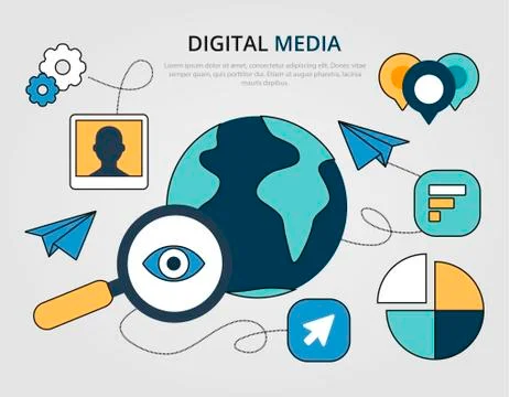 Flat Digital Marketing Concept Vector Illustrazione stock