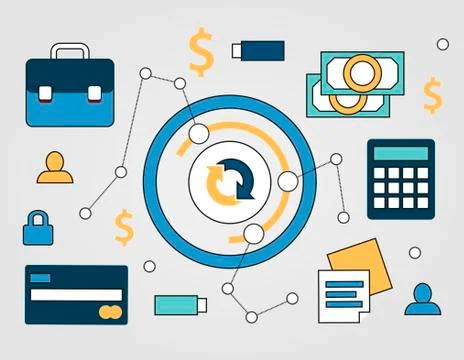 Flat Digital Media Concept Vector Illustrazione stock