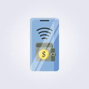 Flat digital wallet icon logo vector illustration design, e wallet icon ill.. Illustrazione stock