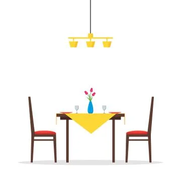 Flat dining table and chairs Stock Illustration