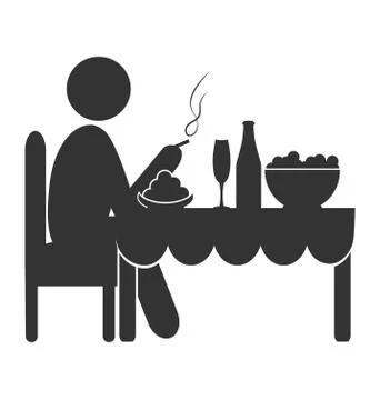 Flat dinner icon with cigarette isolated on white Illustrazione stock