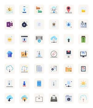 Flat Display Perfect Vector Icons from Digital File Set with 42 64x64 Icons Illustration
