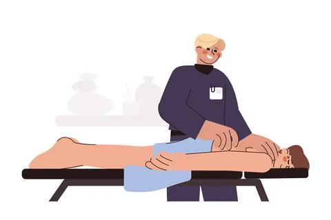 Flat doctor making back massage to patient Stock-Illustration