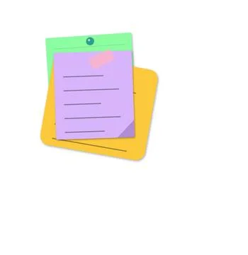 Flat document clip with sticky note and papers 스톡 일러스트