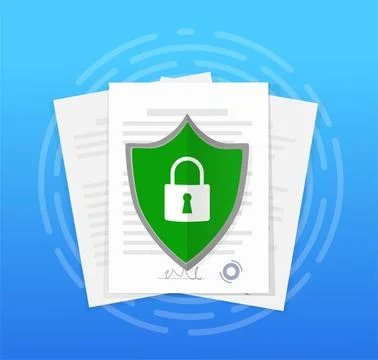 Flat document secure for paper design. Digital signature concept. Vector 库存插图