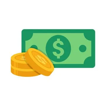 Flat Dollar Bills and Gold Coins Vector Illustration イラスト素材