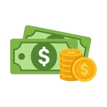 Flat Dollar Bills and Gold Coins Vector Illustration イラスト素材