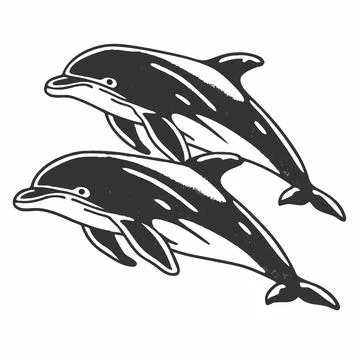 Flat Dolphin Pair Swimming vector illustration design 93 Stock Illustration