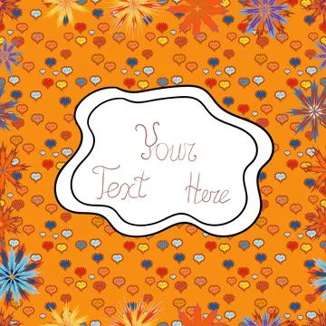 Flat doodles. Design. Elements white, orange and red on colors. Print. Vector il Illustrazione stock