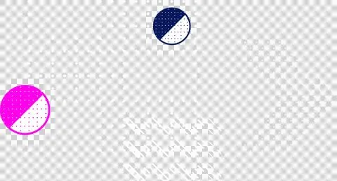 Flat dotted design is showing half-filled circles and dotted arrow on Illustrazione stock