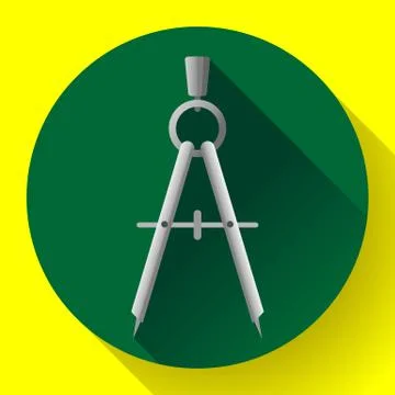 Flat drawing compass icon - geometry and design tool vector. Stock Illustration