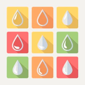 Flat drop set Stock Illustration