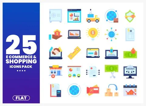 Flat E-commerce Shopping Icons Stock Illustration