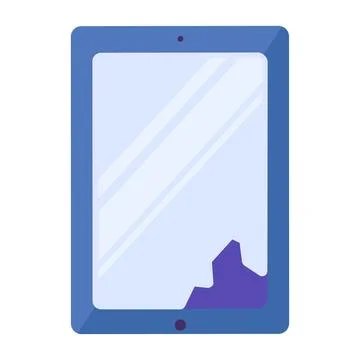 Flat E Waste Broken Personal Tablet Computer Icon Stock Illustration