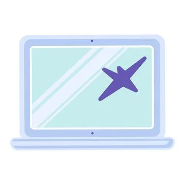 Flat E Waste Broken Portable Laptop Screen Icon Stock Illustration