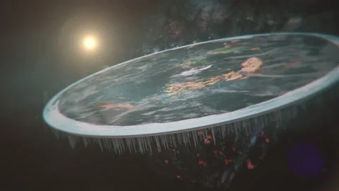Flat Earth in cosmos. Close-up of fast rotating flat Earth in space. Universe Видео 159252962