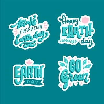 Flat earth day labels collection Stock Illustration