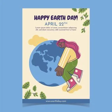 Flat earth day vertical poster template Stock Illustration