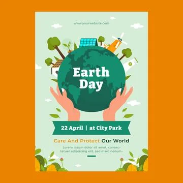 Flat earth day vertical poster template Stock Illustration