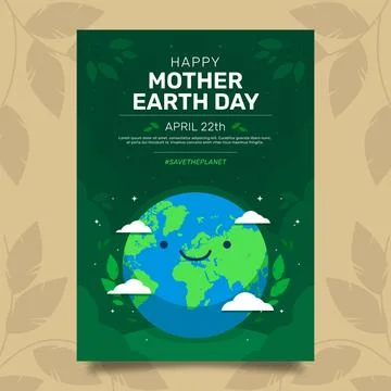 Flat earth day vertical poster template Stock Illustration