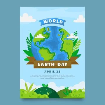 Flat earth day vertical poster template Stock Illustration