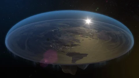 Flat Earth Diagram Fly by Animation Night Stock Footage 107764214