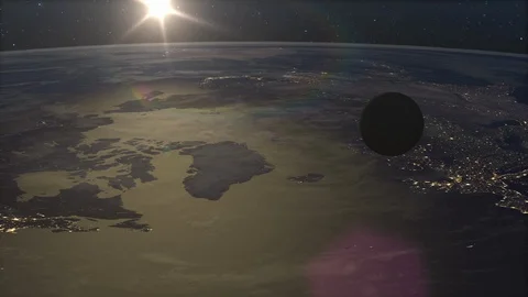 Flat Earth Diagram Moon View Stock Footage 107764305