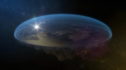 Flat Earth Diagram Spin Loopable Night Stock Footage 107764564