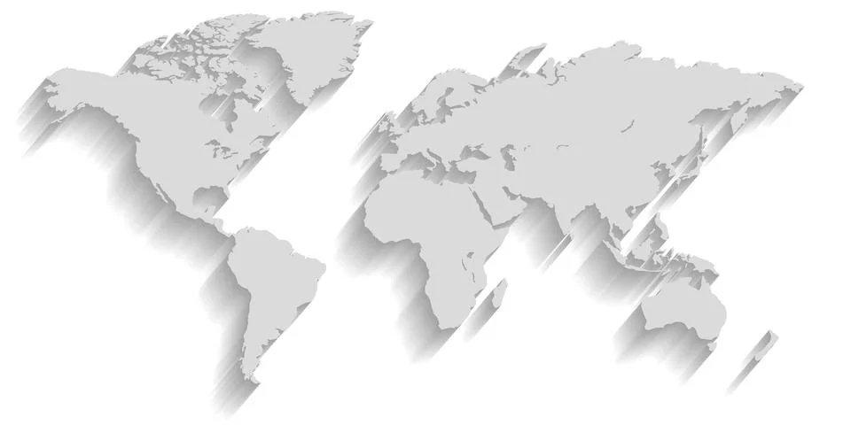 Flat Earth, gray map template for website pattern, infographics with shadow. Illustrazione stock